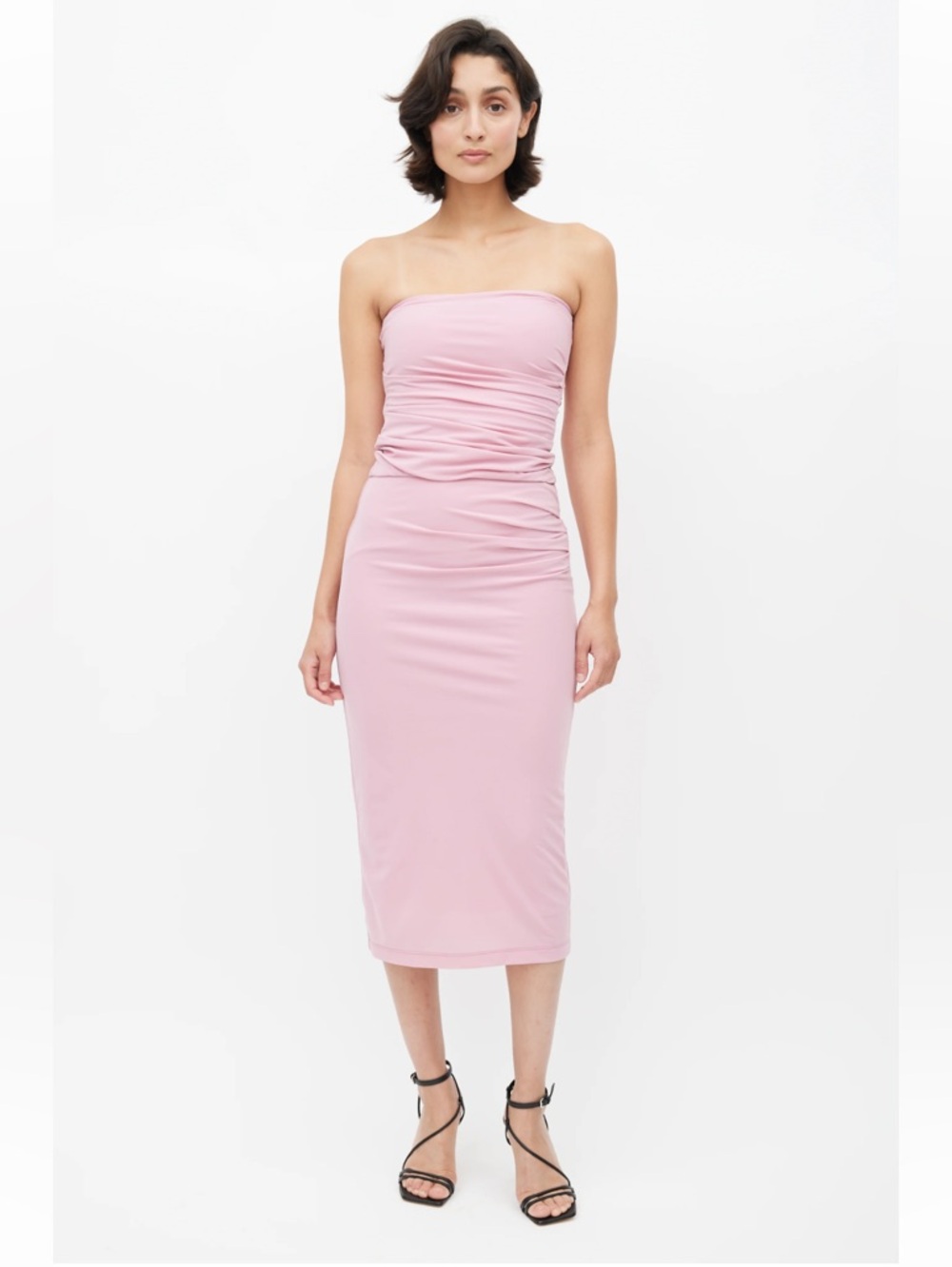 Helmut Lang Pink Twist Tube Top and Skirt Set